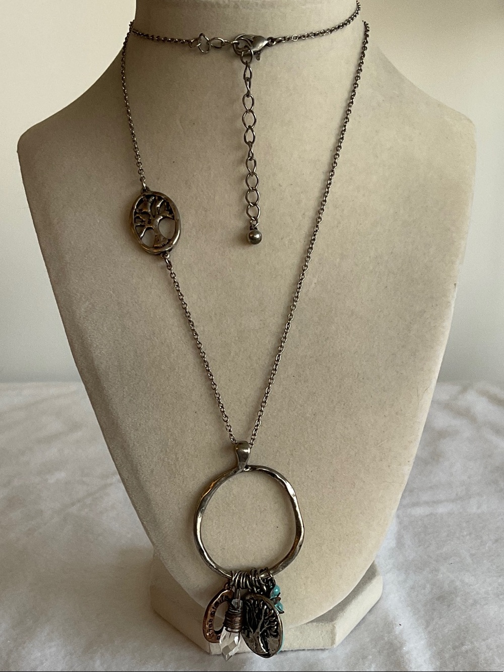 Silver-Tone Layered Charm Necklace